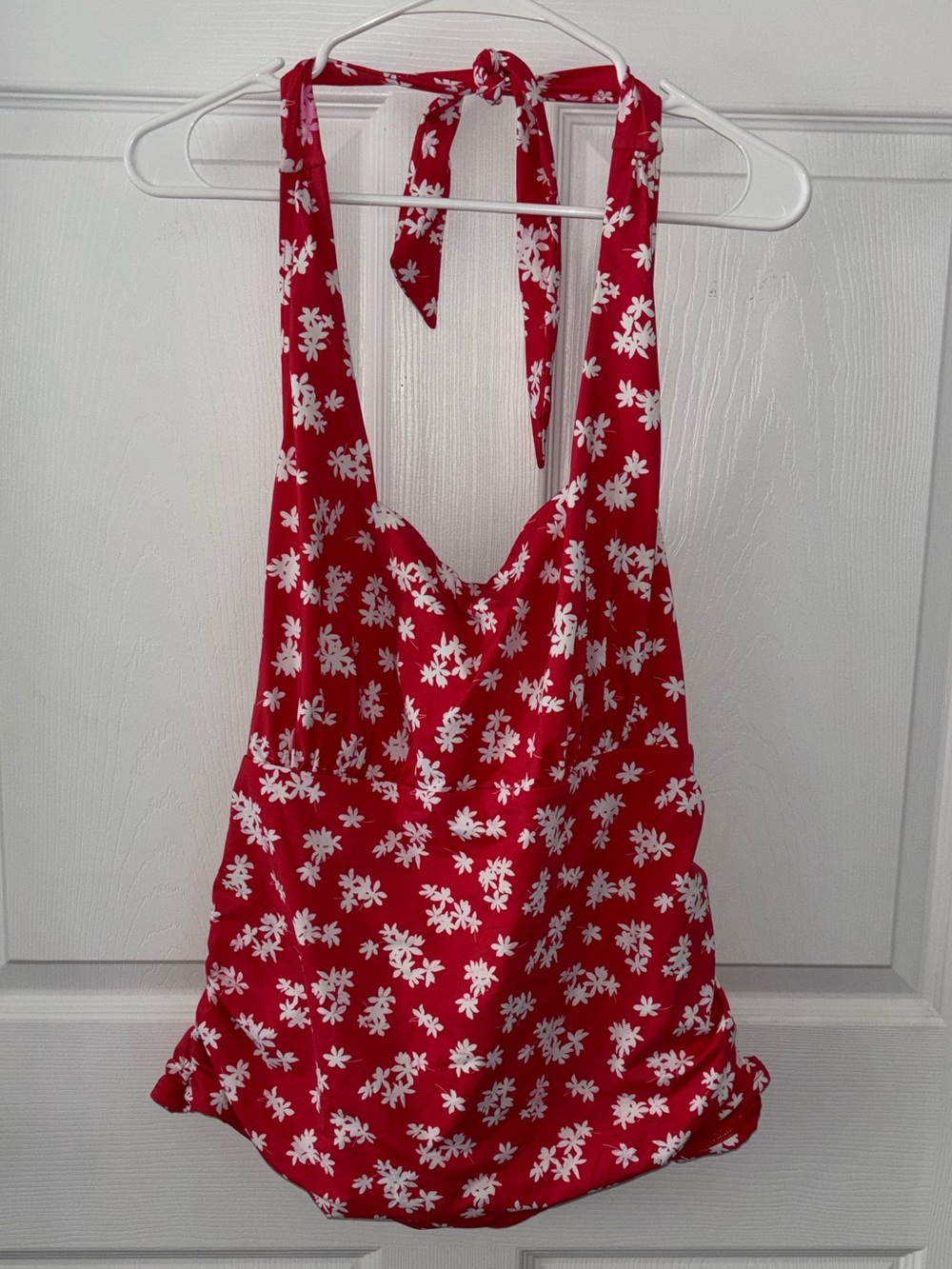 Lands’ End Tankini Halter Top Women’s 18w Red Floral Swim Bathing Suit
